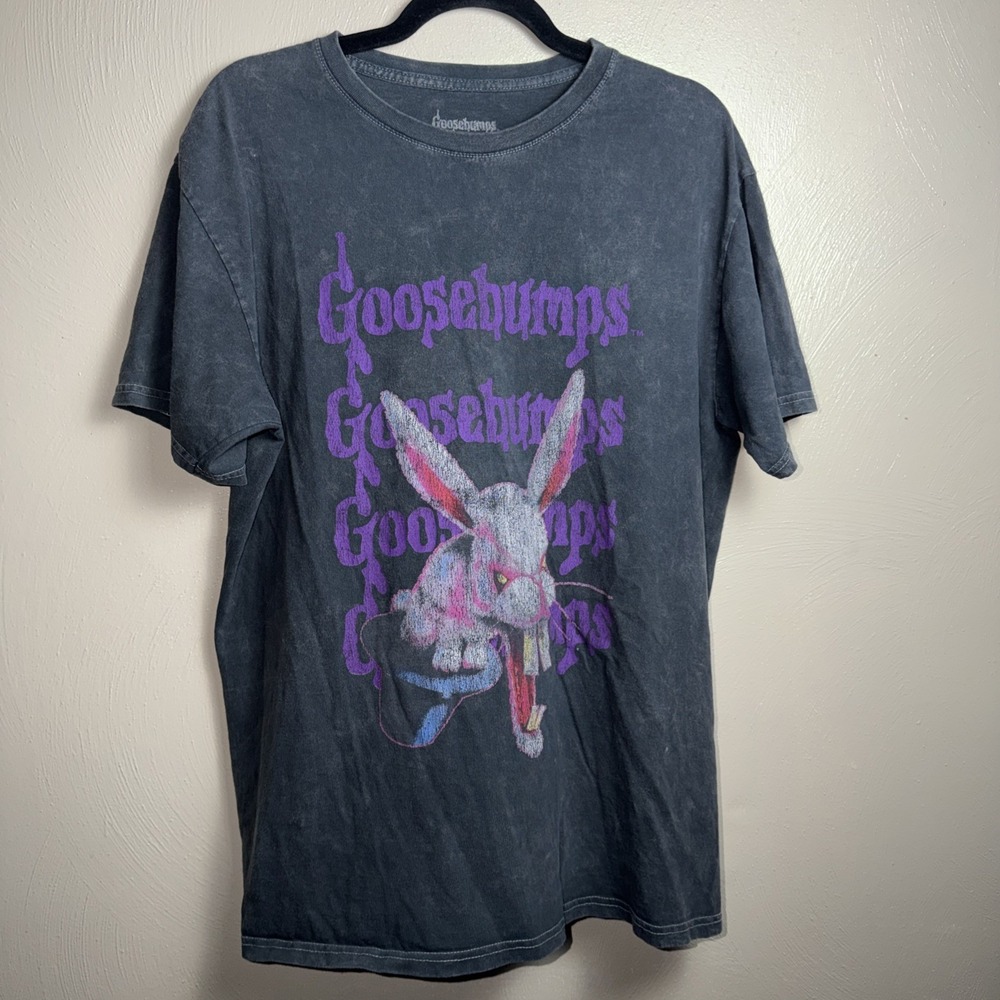 R.L. Stine Goosebumps T-Shirt Bunny Grey Graphic Tee Mens L Tie Dye